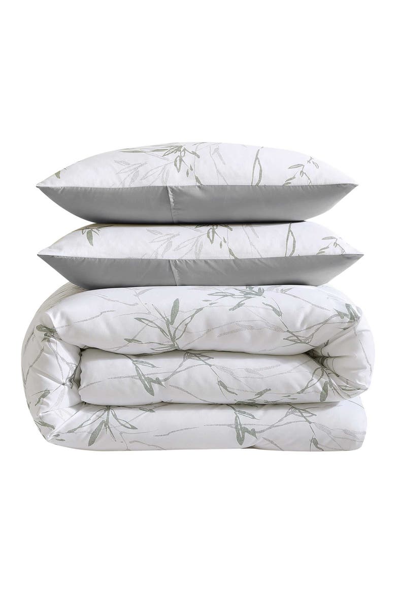 Ink Wash Vine Comforter & Throw Set, Main, color, GREEN