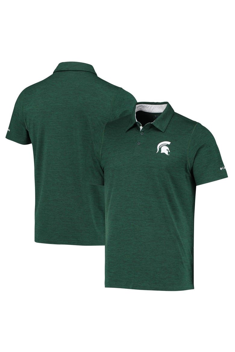 Men's Columbia Green Michigan State Spartans Tech Trail Omni-Shade Polo, Main, color, Green