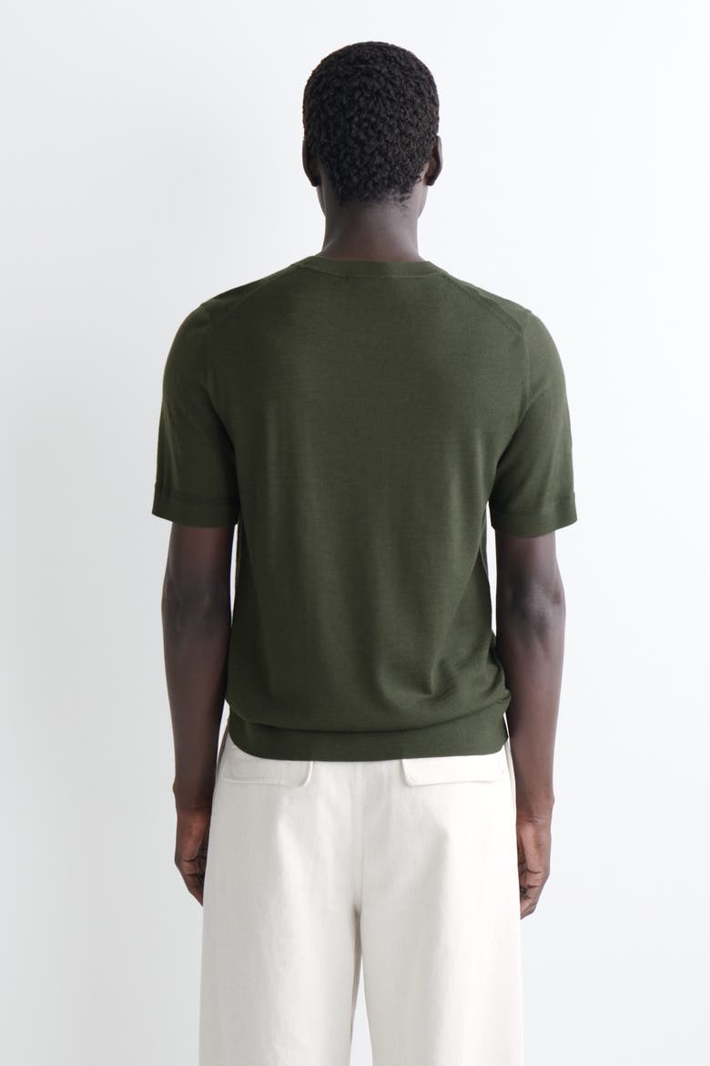 Merino Wool Knitted T-Shirt, Alternate, color, DARK KHAKI