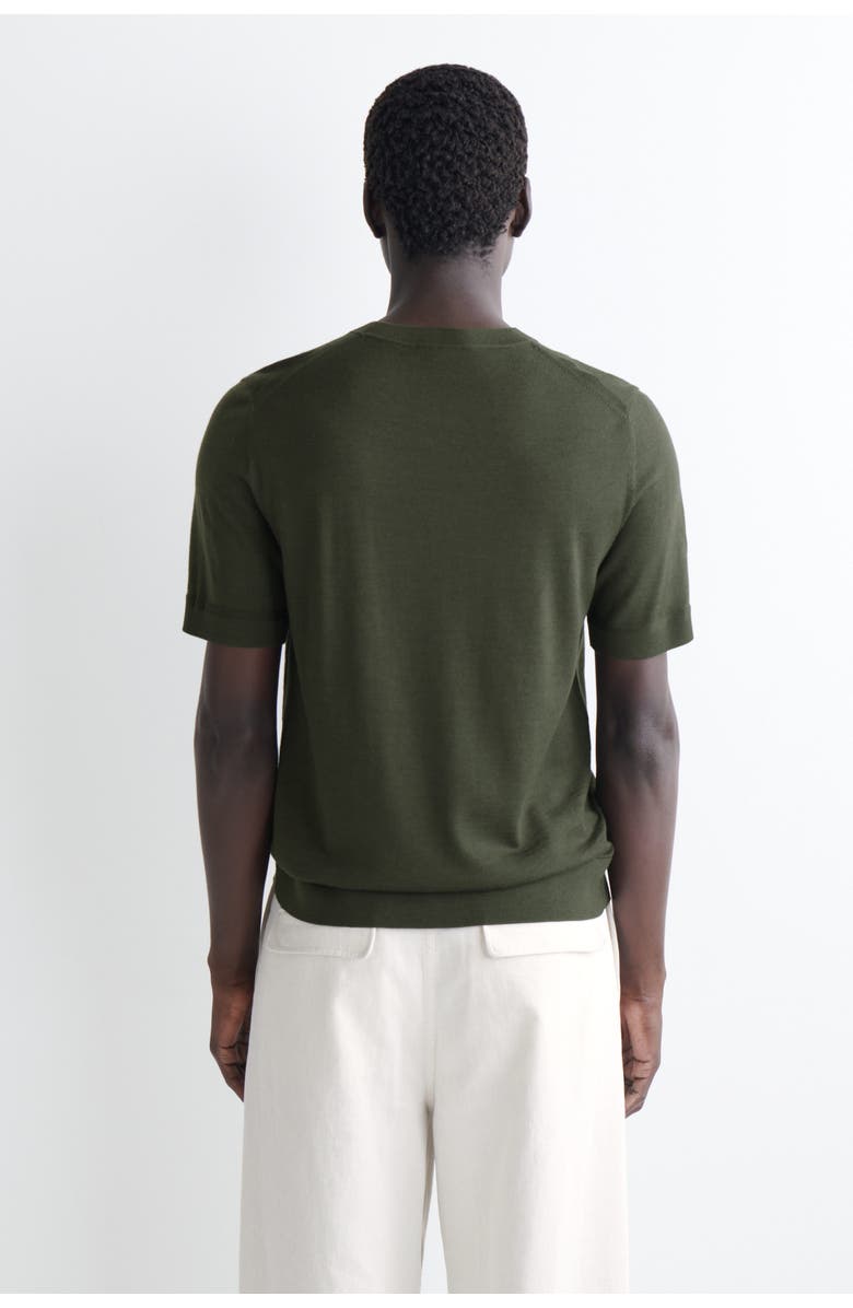 COS Merino Wool Knitted T-Shirt, Alternate, color, Dark Khaki