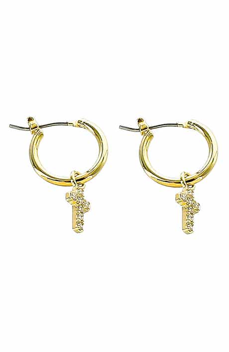 Panacea Cross Huggie Hoop Earrings