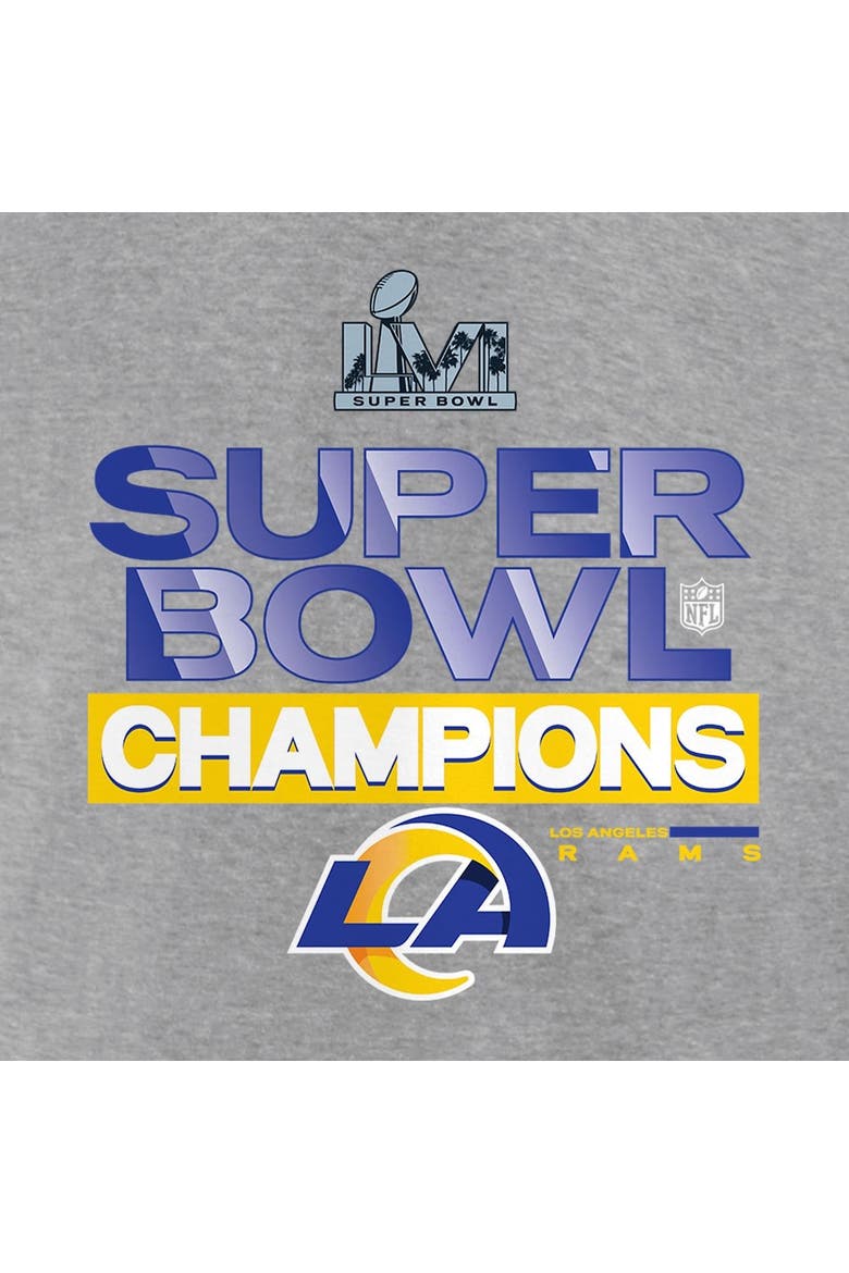 Men's Fanatics Branded Heathered Gray Los Angeles Rams Super Bowl LVI Champions Locker Room Trophy Collection T-Shirt, Alternate, color, Heather Gray