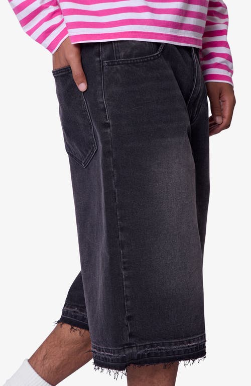 Mnml Ultra Baggy Raw Edge Denim Shorts In Black