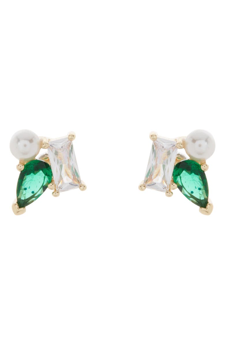 NORDSTROM RACK CZ & Imitation Pearl Cluster Stud Earrings, Main, color,