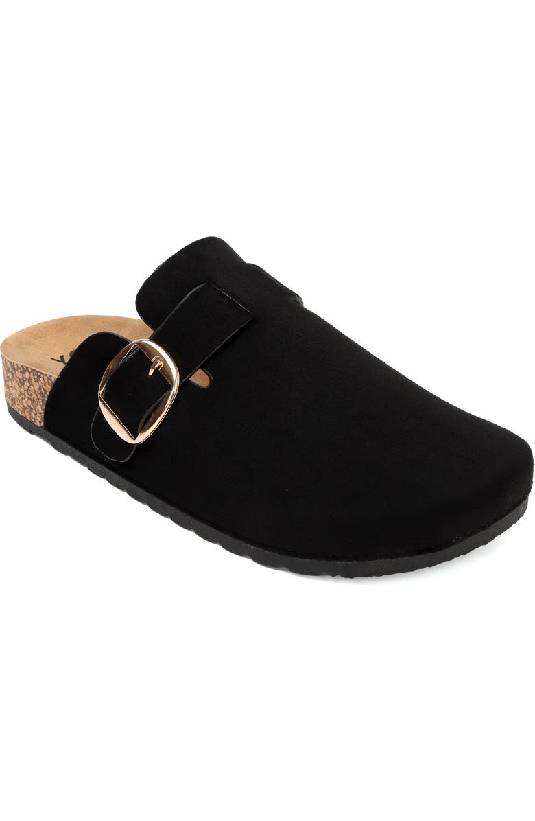 YOKI Gila Faux Suede Buckle Clog, Main, color, Black