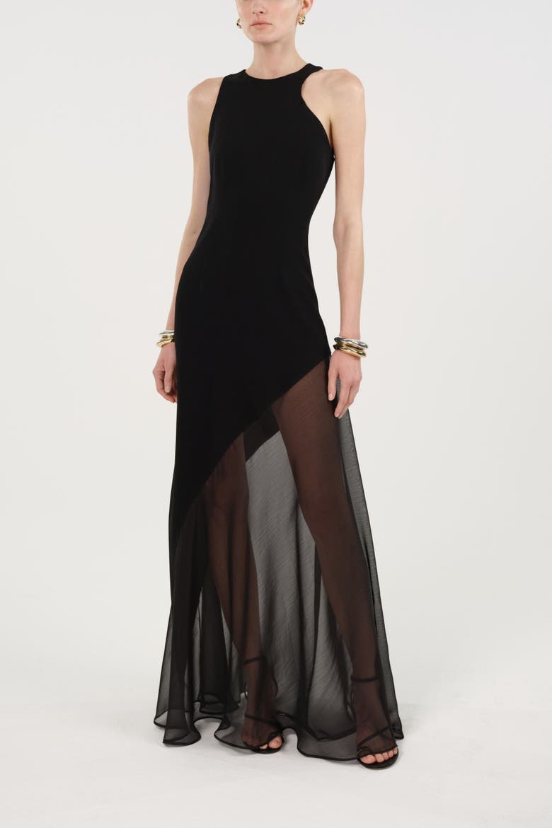 Sheer Detail Maxi Dress, Alternate, color, Black