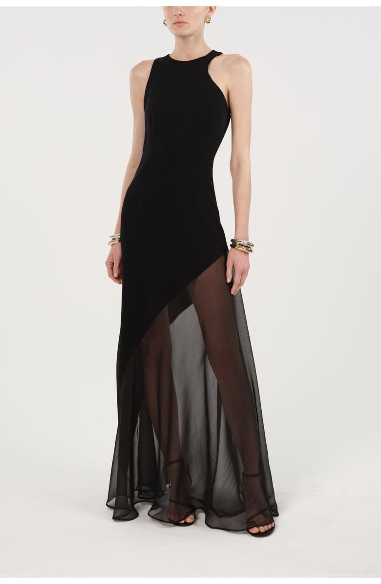 Nocturne Sheer Detail Maxi Dress, Alternate, color, Black