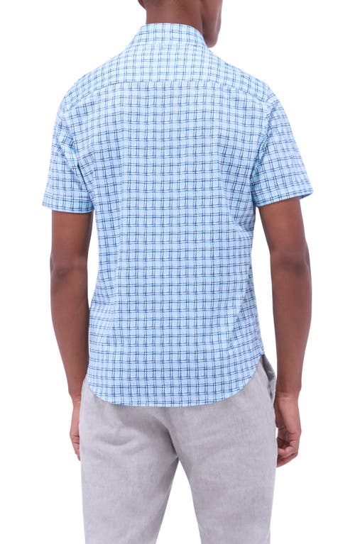 Bugatchi Miles Ooohcotton® Windowpane Short Sleeve Button-up Shirt In Ice