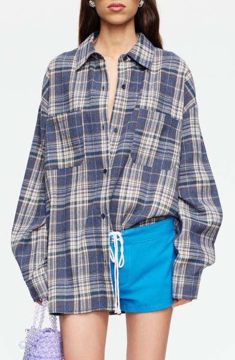 Clarity Plaid Cotton Flannel Button-Up Shirt