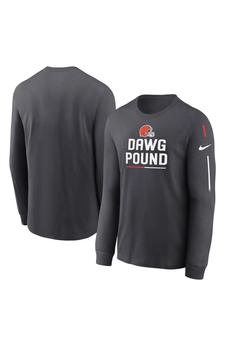 Nike Men's Nike Anthracite Cleveland Browns Team Slogan Long Sleeve T-Shirt, Main, color, Anthracite