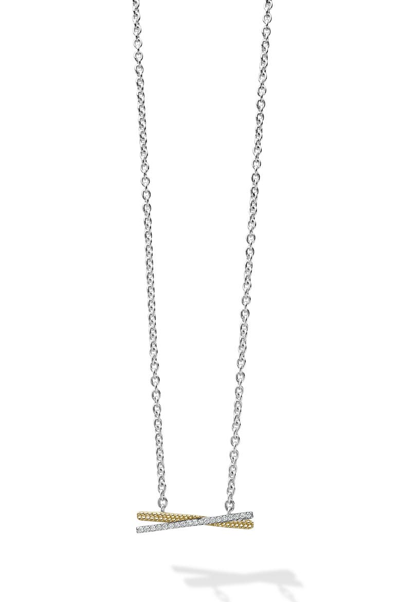 Caviar Lux Two-Tone X Diamond Pendant Necklace, Alternate, color, GOLD