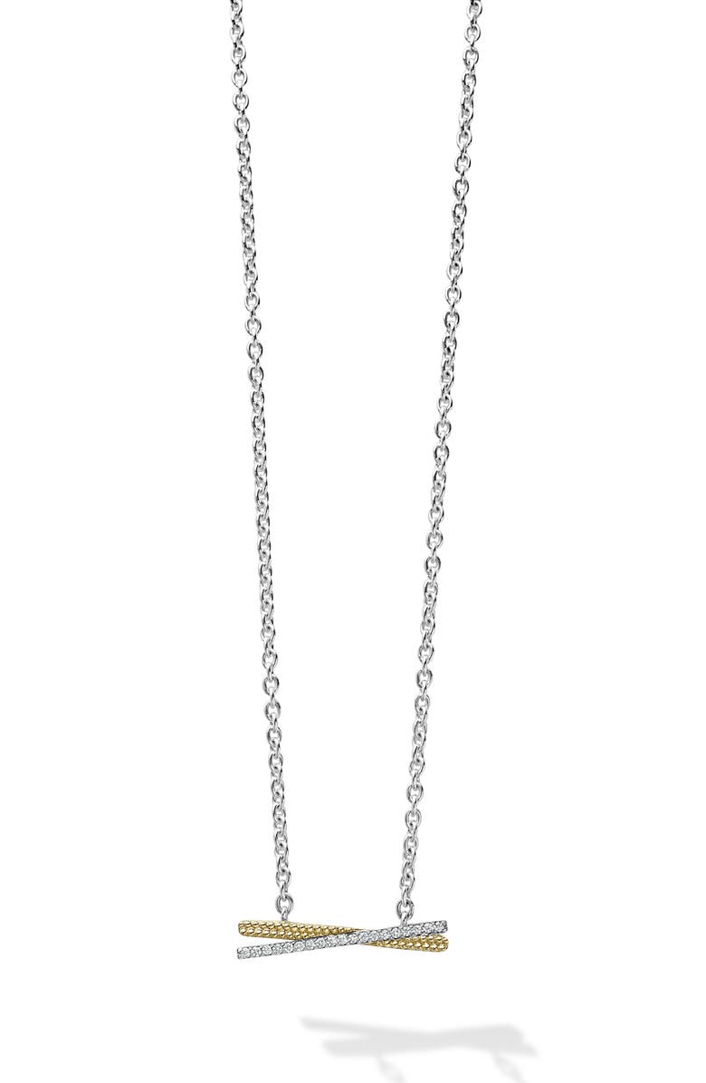 LAGOS Caviar Lux Two-Tone X Diamond Pendant Necklace, Alternate, color, Gold