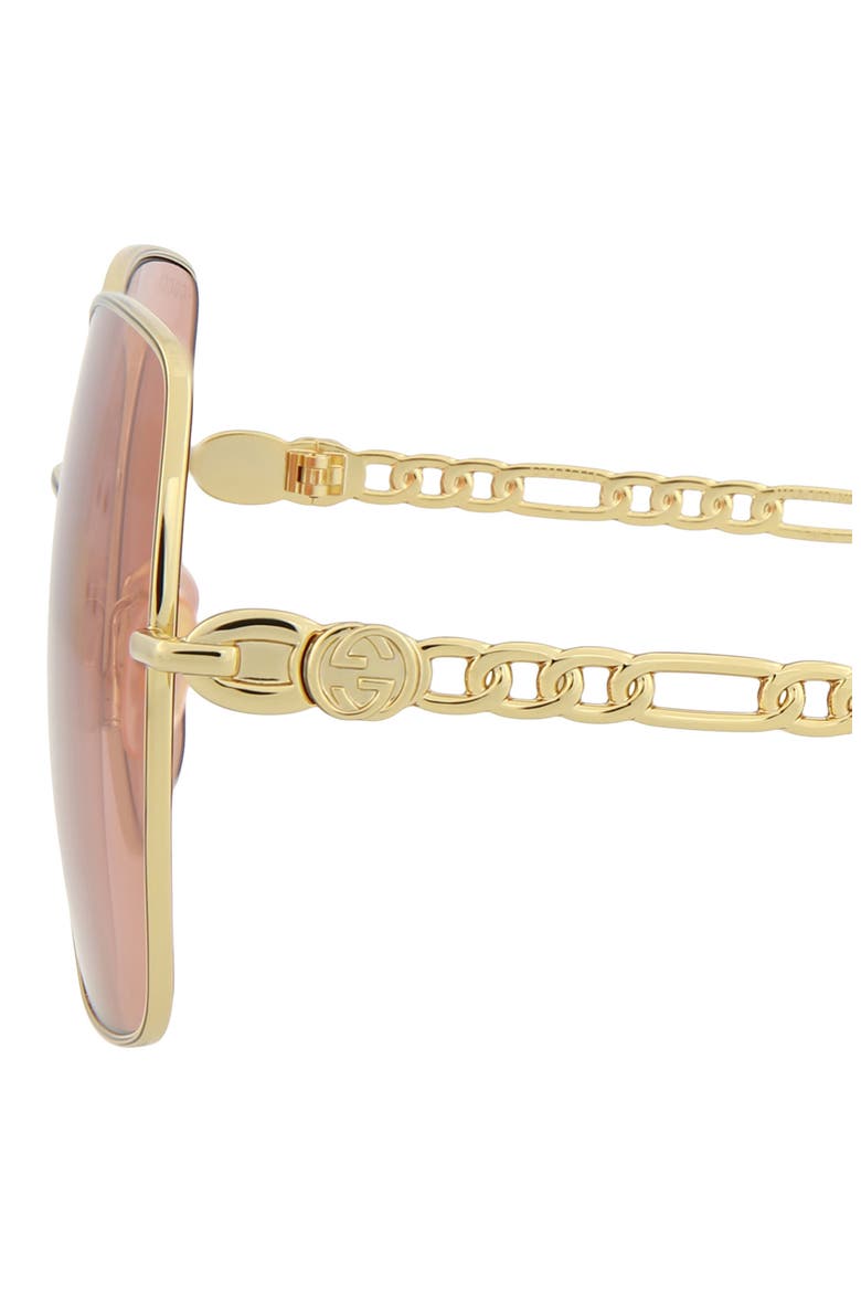 61mm Square Sunglasses, Alternate, color, GOLD GOLD ORANGE