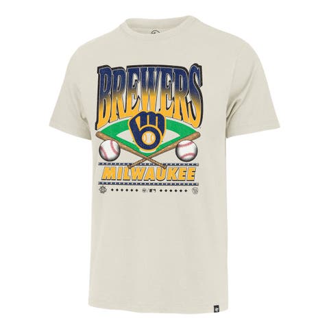 Men's '47 Tan Milwaukee Brewers Straight Shot Two Franklin T-Shirt