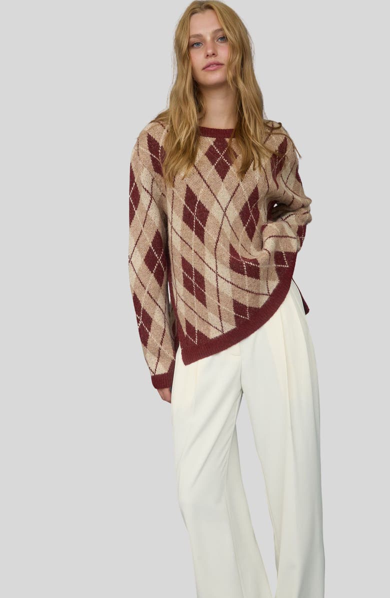 Blu Pepper Argyle Sweater, Alternate, color, Burgundy Multi