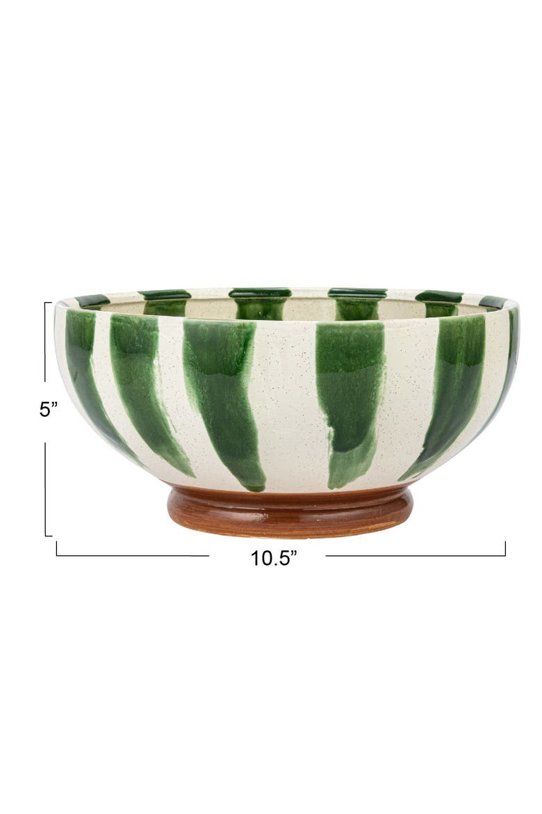 10.25 Inches Round Hand-Painted Stoneware Footed Bowl, Alternate, color, White