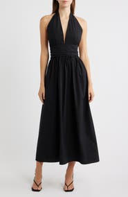 DELUC Cassis Halter Cotton Poplin Maxi Dress