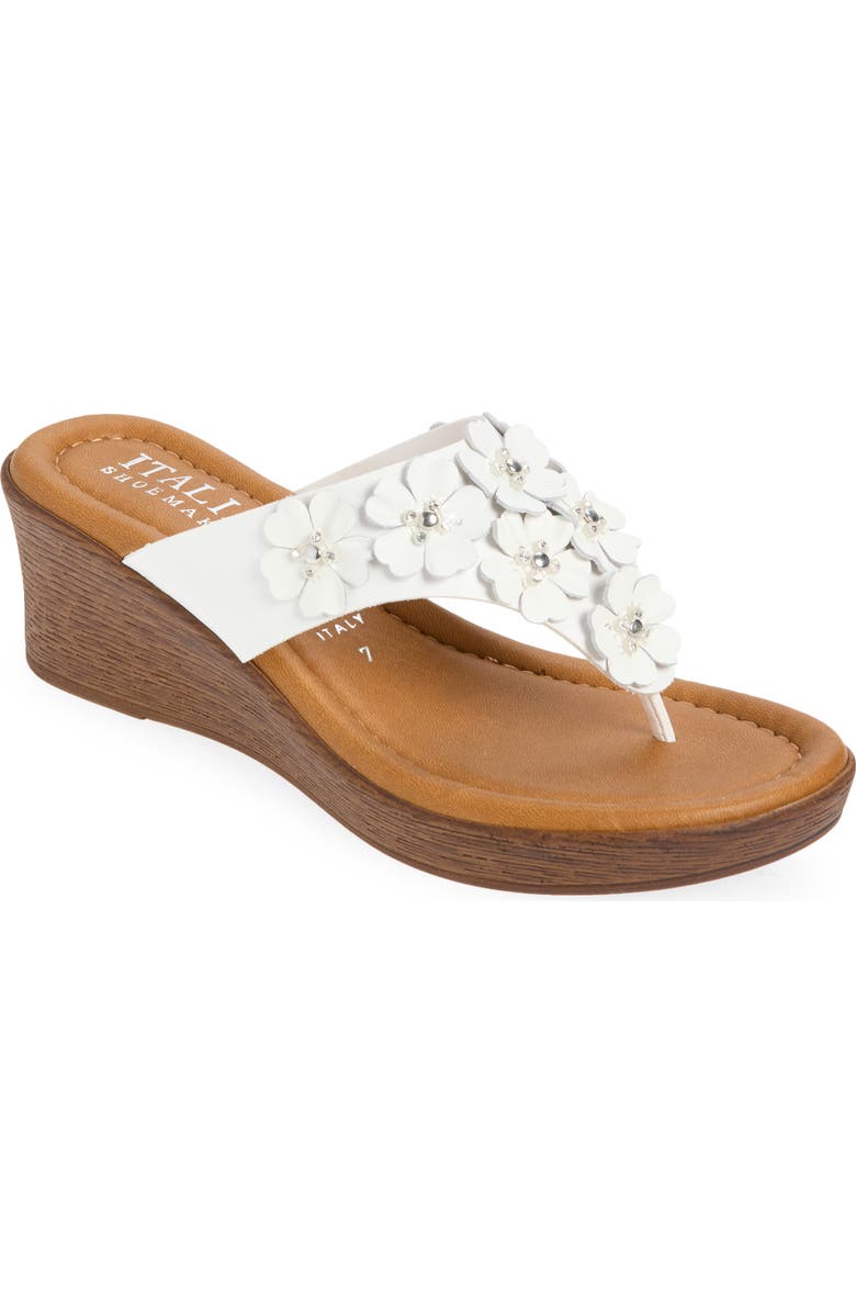 ITALIAN SHOEMAKERS Brynne Floral Wedge Sandal, Main, color, White