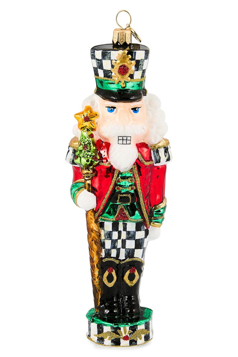 Courtly Classic Nutcracker Glass Ornament, Main, color, COURTLY