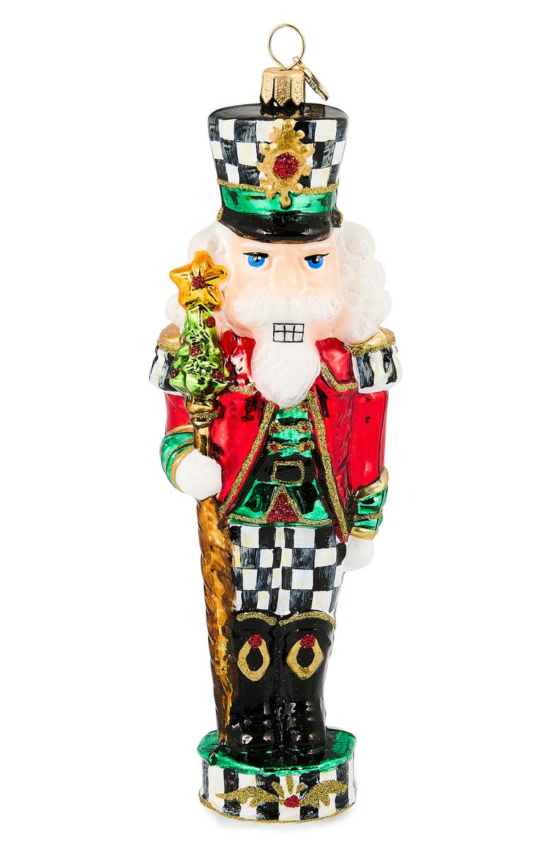 MACKENZIE CHILDS Courtly Classic Nutcracker Glass Ornament, Main, color, Courtly