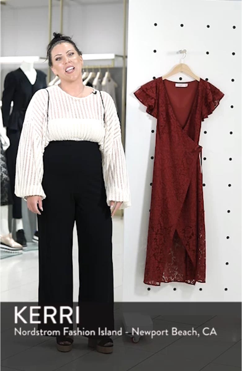 Ruffle Sleeve Wrap Lace Midi Dress, sales video thumbnail