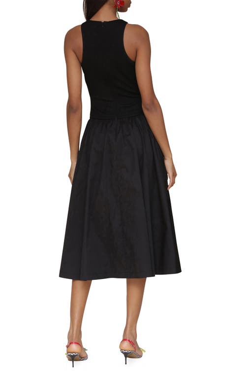 Avec Les Filles Sleeveless Mixed Media Fit & Flare Dress