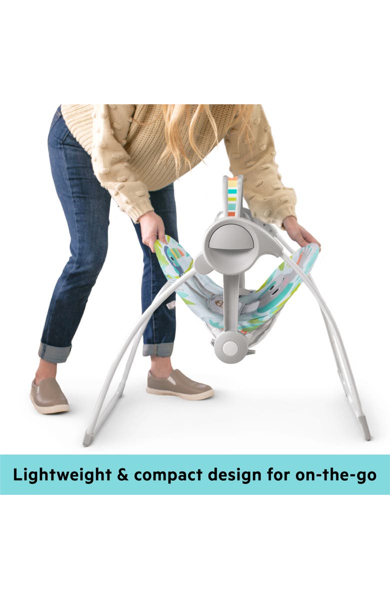 BRIGHT STARTS Rainforest Vibes 6-Speed Portable Automatic Baby Swing with Toy Bar, Alternate, color, Multicolored