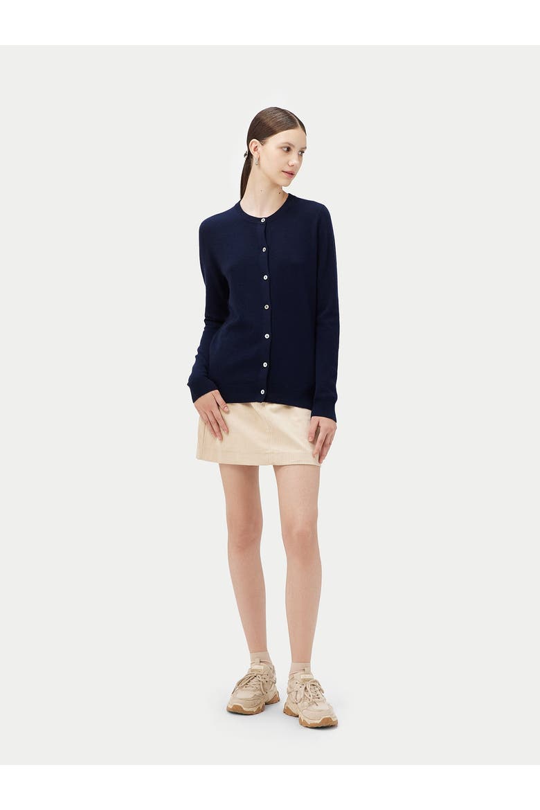 Essential Cashmere Crewneck Cardigan, Alternate, color, navy