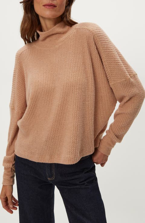 Wynn Waffle Stitch Mock Neck Knit Top