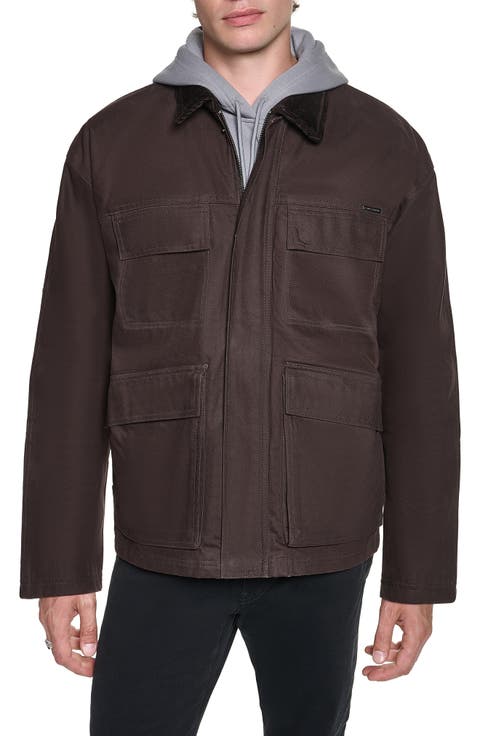 Waxed Cotton Jacket with Corduroy Collar