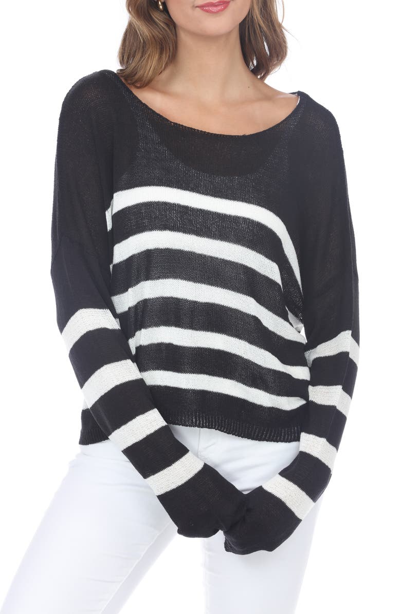 RAIN AND ROSE Striped Knit Sweater, Main, color,