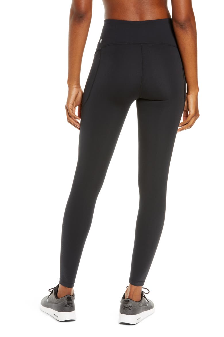 Run High Waist Pocket Performance Ankle Leggings, Alternate, color, BLACK