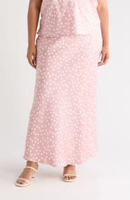 Renee C Polka Dot Satin Maxi Skirt