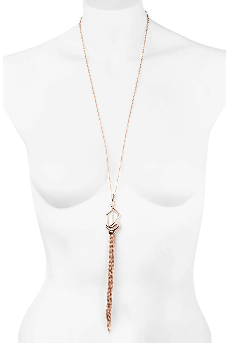 'Miss Havisham' Tassel Pendant Necklace, Alternate, color, ROSE GOLD/ CLEAR