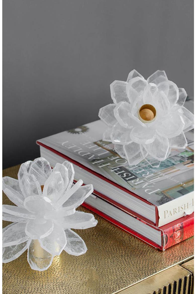 Selenite Stone Candleholder, Alternate, color, WHITE
