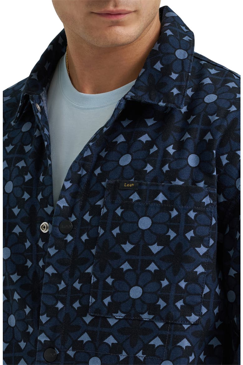 Floral Print Denim Jacket, Alternate, color, GEO PRINT