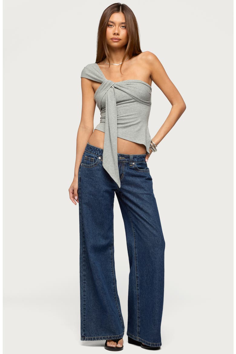 Zoie Draped Tie Shoulder Top, Alternate, color, GRAY-MELANGE