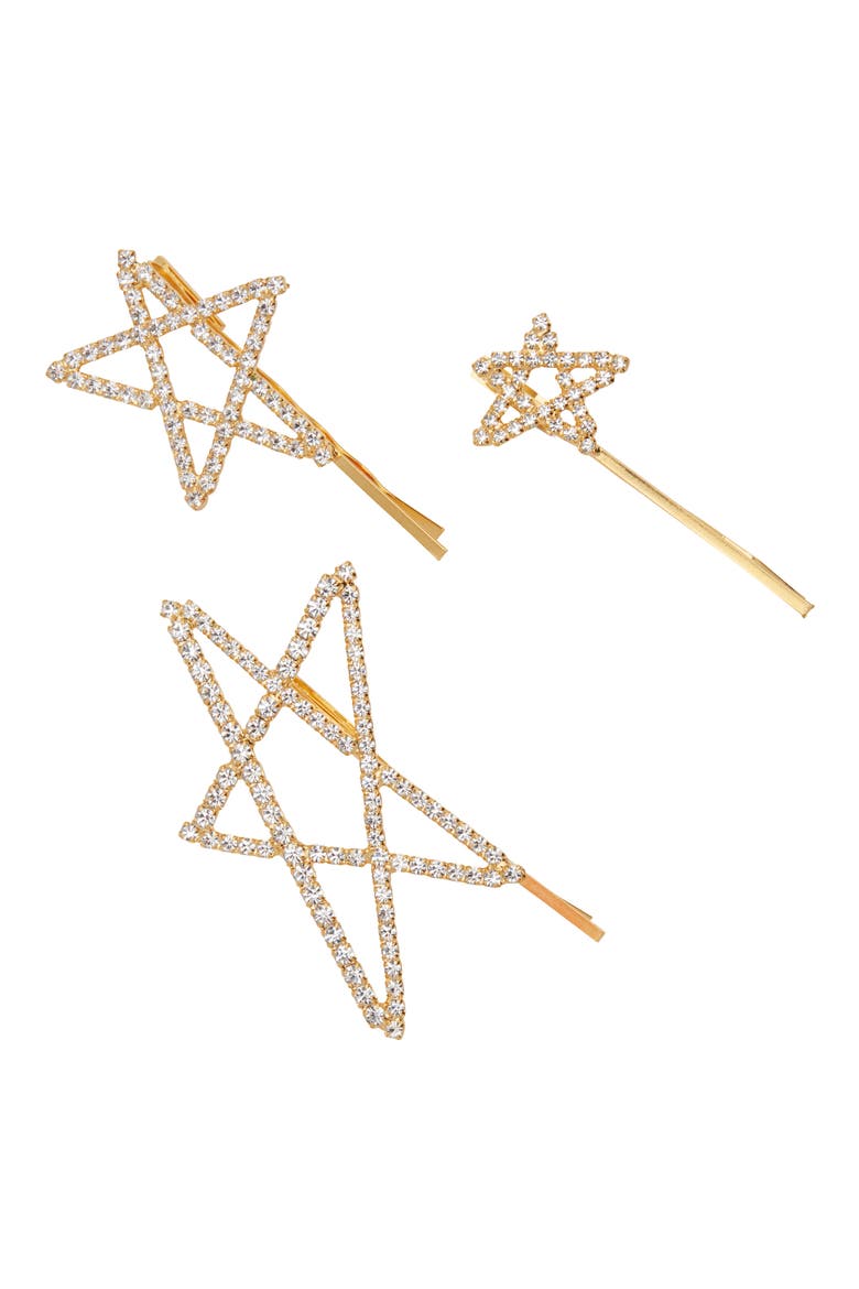 Set of 3 Seeing Stars Bobby Pins, Main, color, 14K GOLD