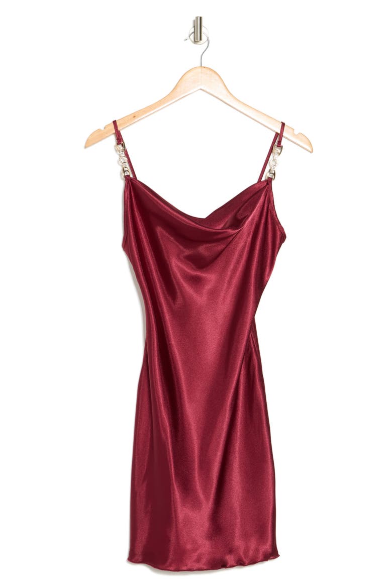 Satin Cowl Neck Slip Dress, Alternate, color, WINE