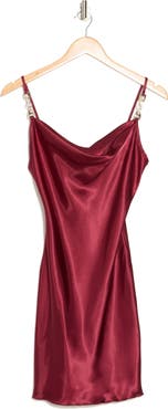 Jump Apparel Satin Cowl Neck Slip Dress