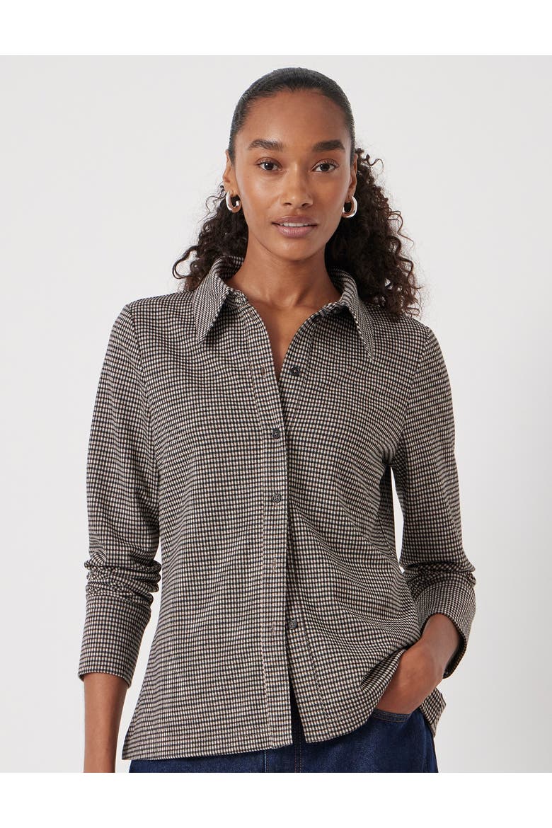 Fitted Check Jersey Shirt, Main, color, Brown Check