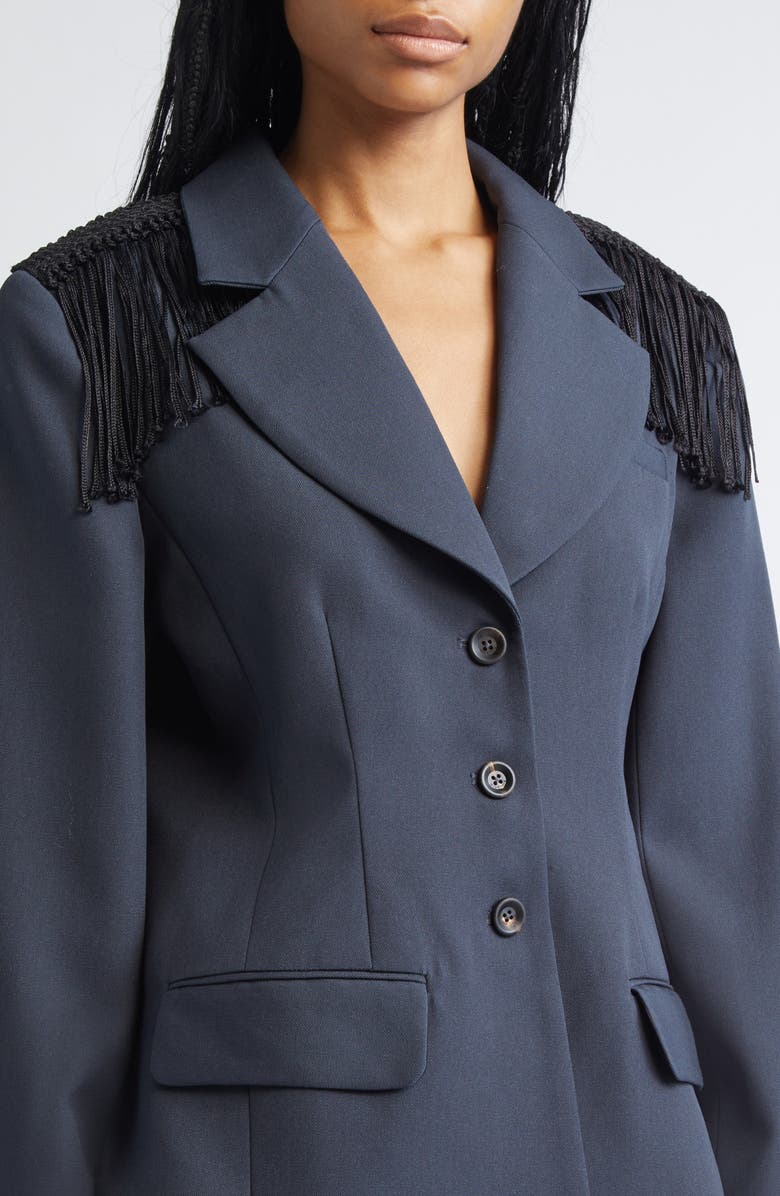 Diotima Garvey Fringe Wool Blazer, Alternate, color, Marine