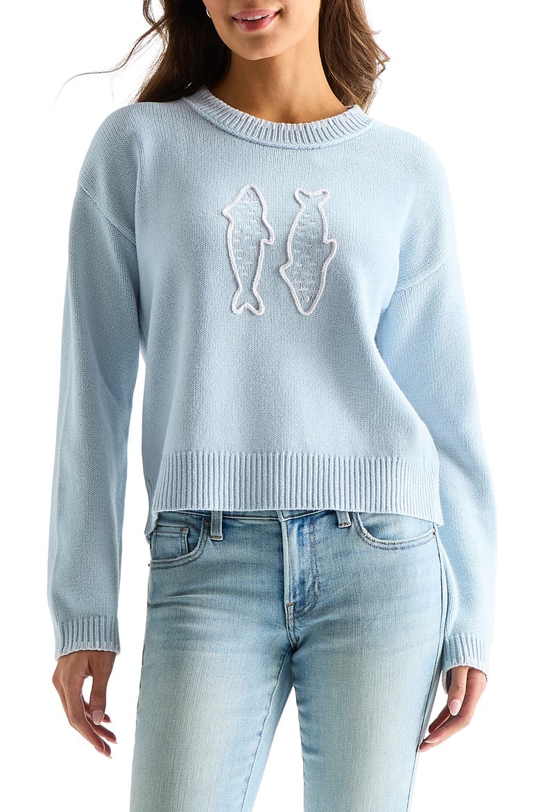 Embroidered Fish Sweater, Main, color, SKYWAY