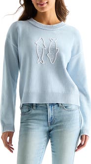 Lucky Brand Embroidered Fish Sweater