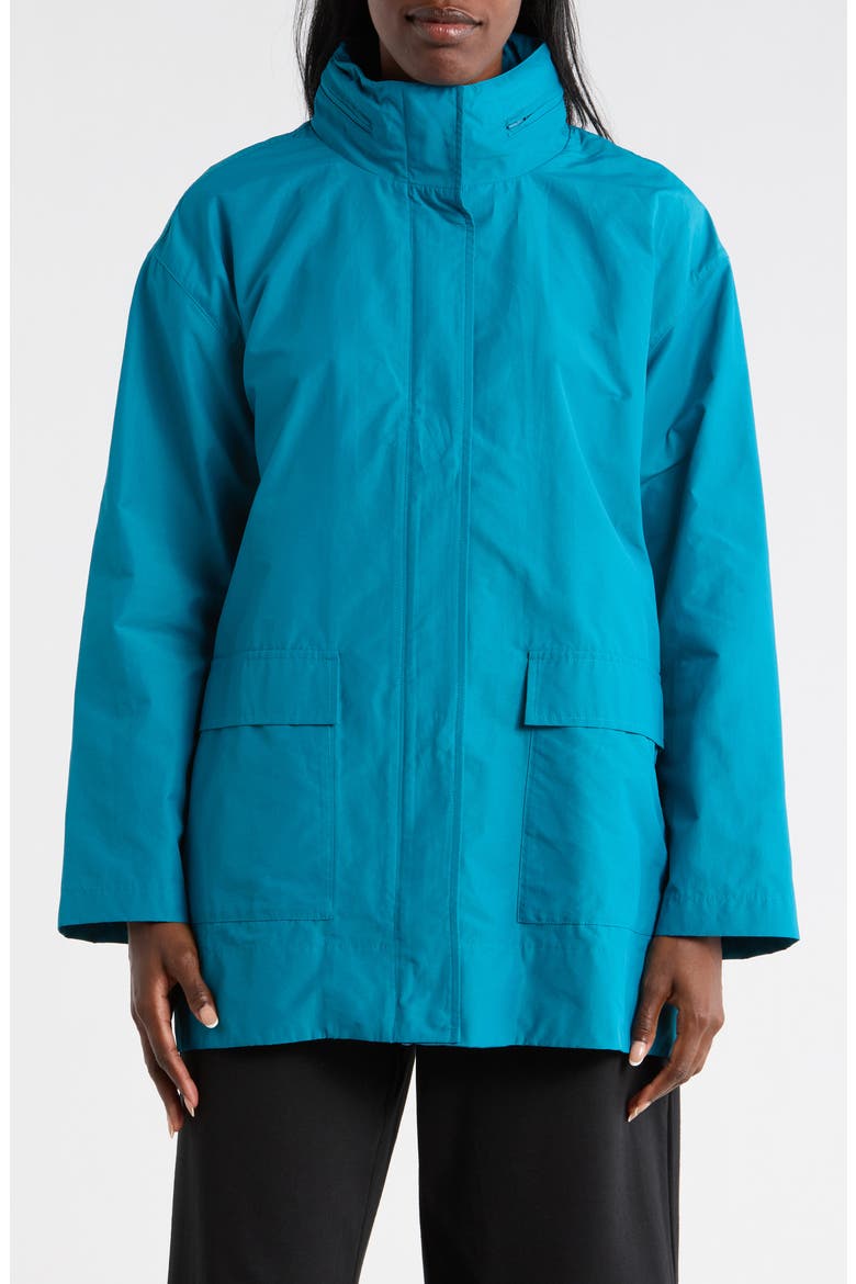 Organic Cotton Blend Hooded Longline Coat, Main, color, DRAGONFLY