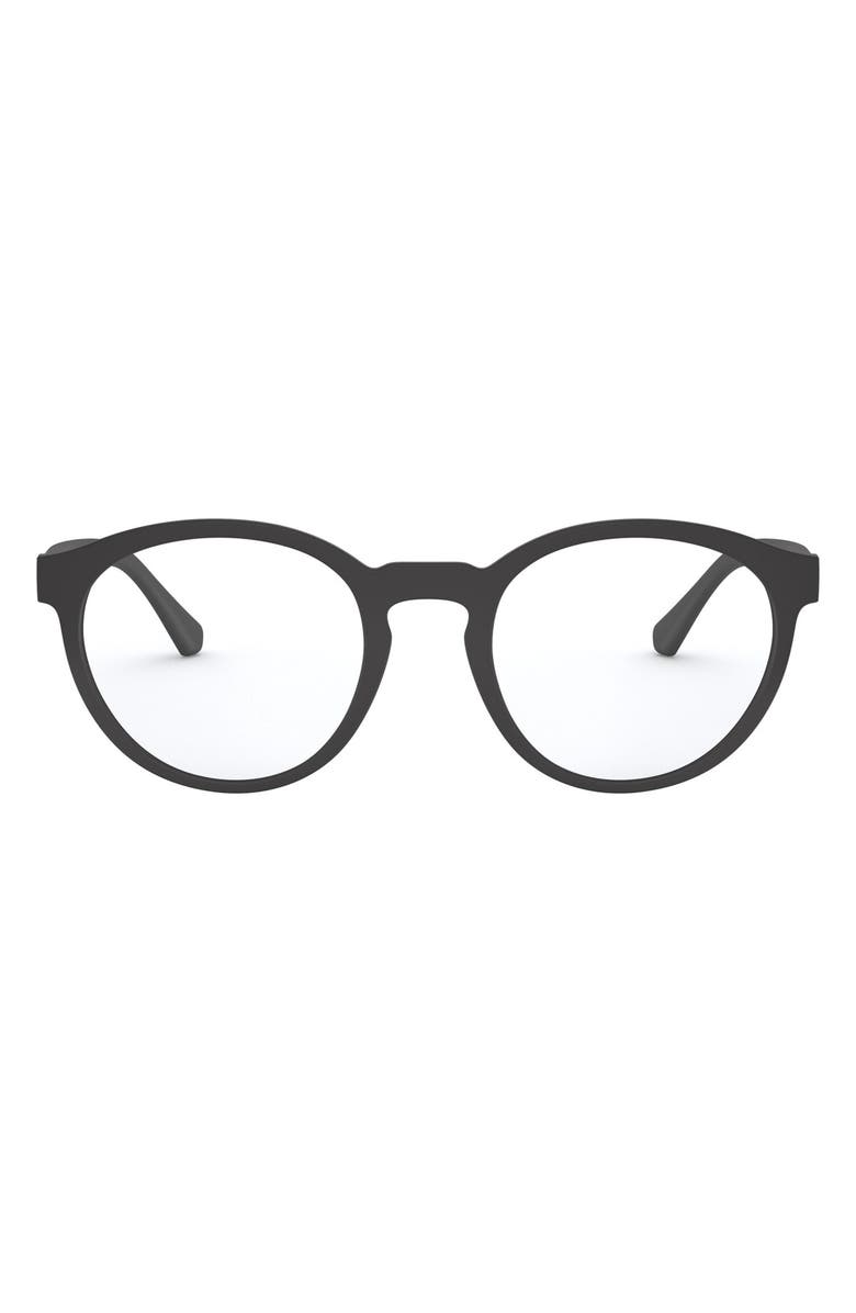Emporio Armani Rectangular Optical Glasses, Main, color, Matte Black