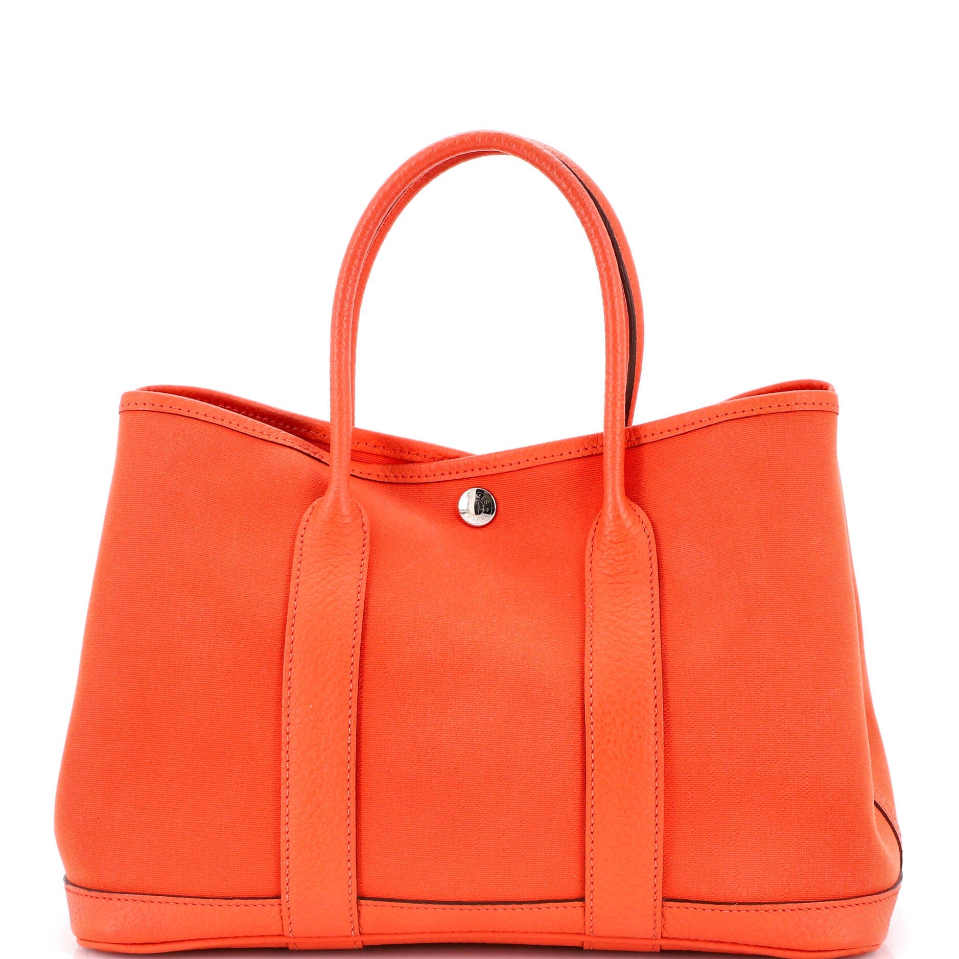 Pre-Owned Hermes Garden Party Tote Toile and Leather 30, Main, color, Orange Poppy