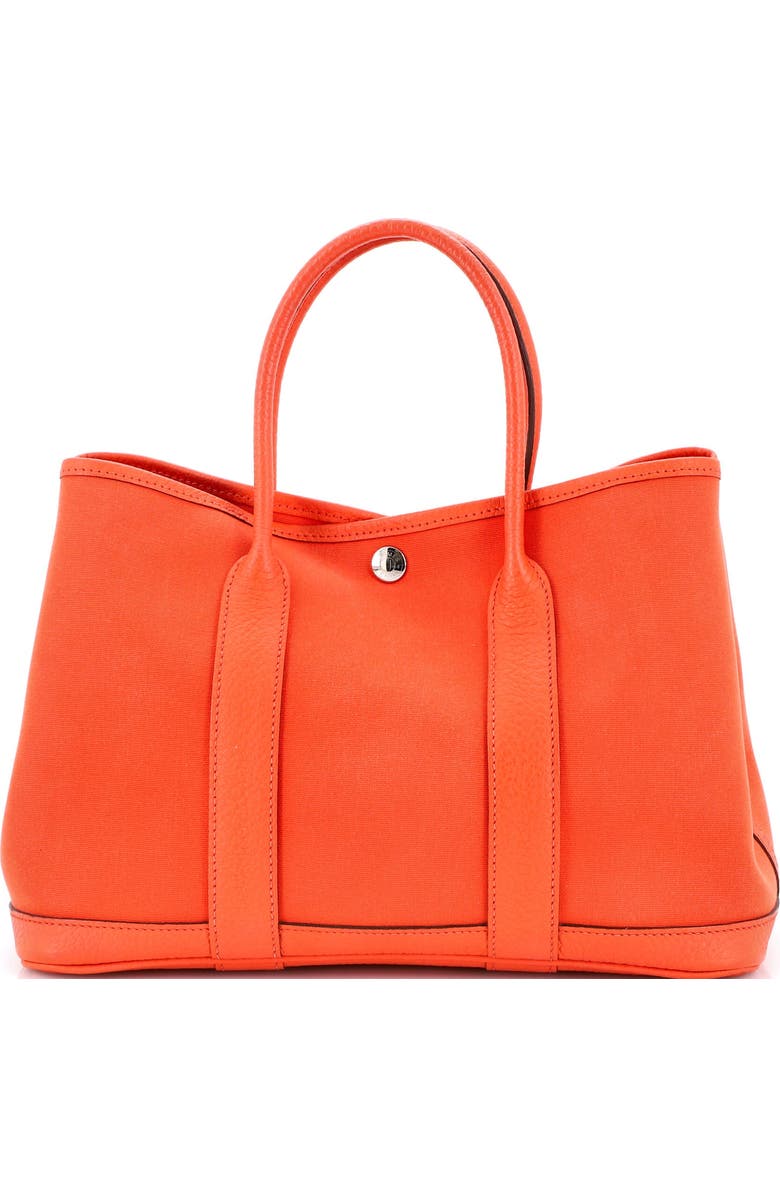 Pre-Owned Hermes Garden Party Tote Toile and Leather 30, Main, color, Orange Poppy