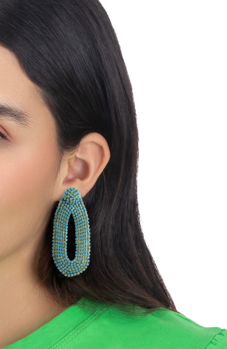Deepa Gurnani Bianca Earrings, Alternate, color, Turquoise