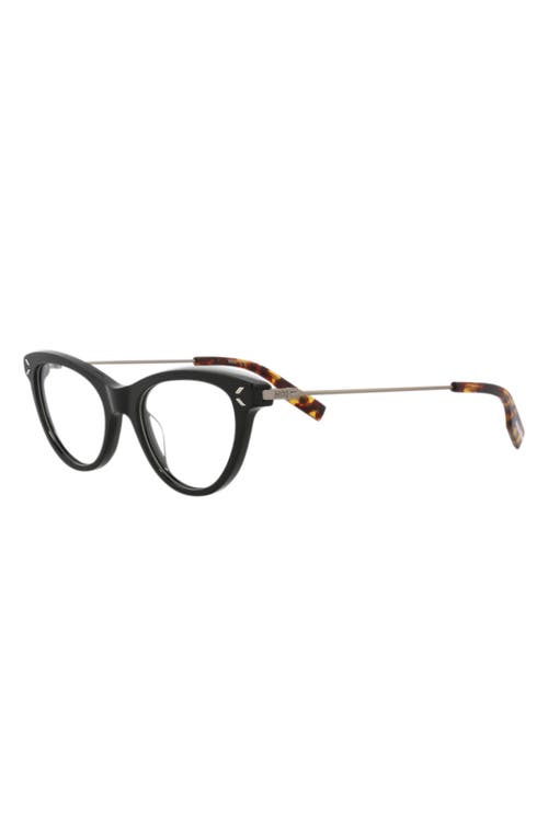 Alexander Mcqueen Mcqueen 46mm Cat Eye Optical Glasses In Black Ruthenium Transparent